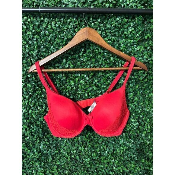 Victorias Secret Red Perfect Lined Coverage Bra Size 34D - Picture 1 of 3